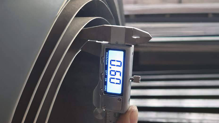 0.6 mm corrugated sheet thickness measured with a calliper