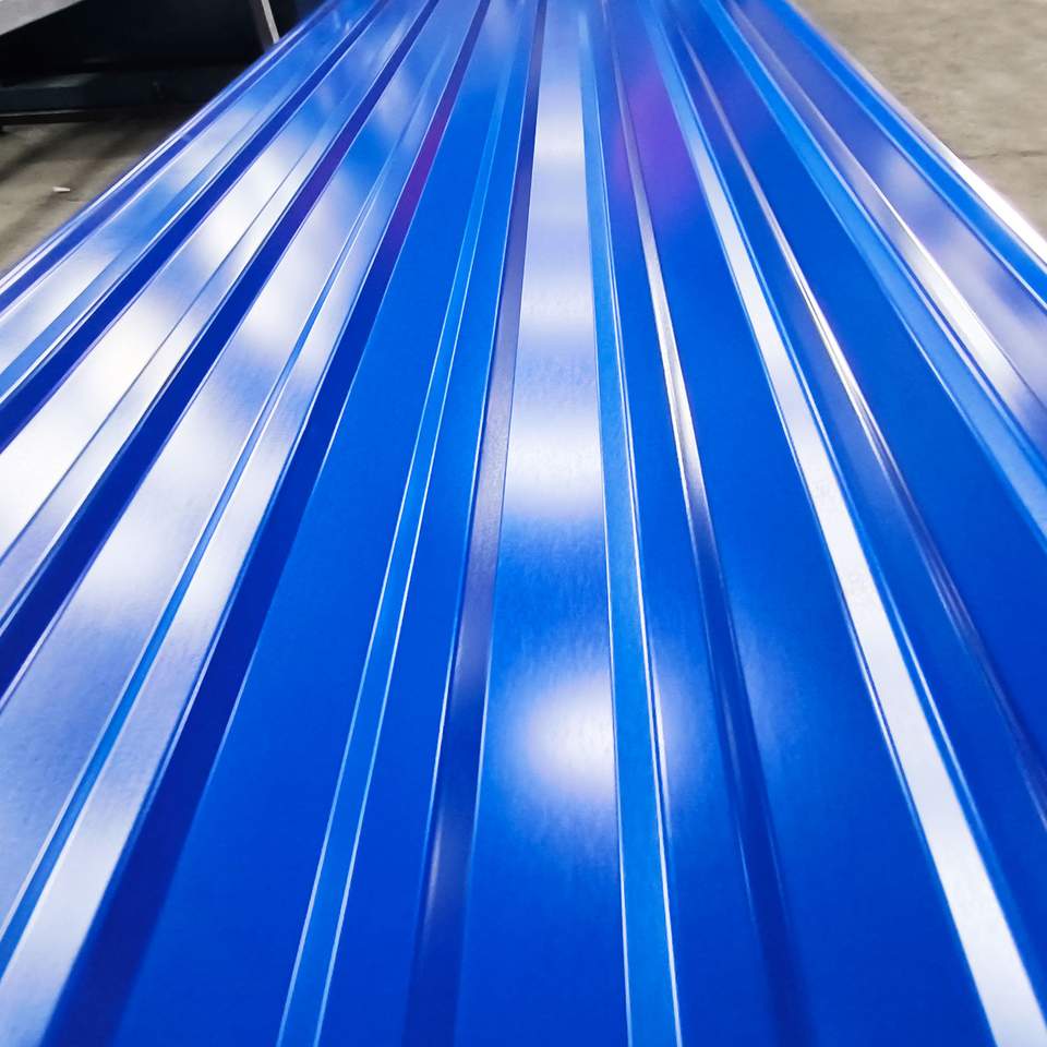 Kék trapézlemez profil közelről