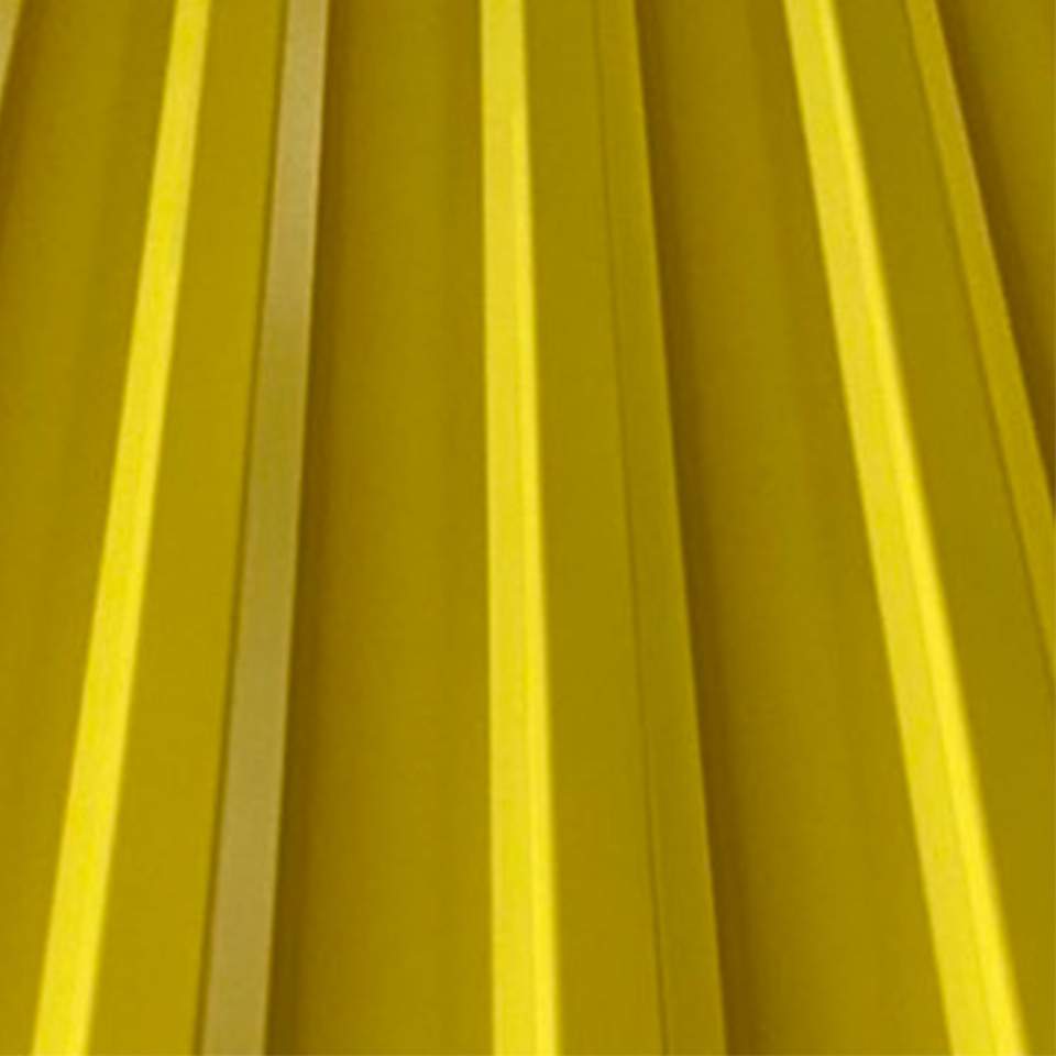 Citromsárga trapézlemez profil közelről